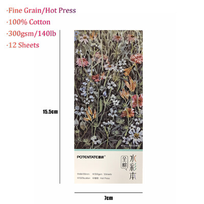 100% puuvillane reisiakvarellpaber, 300 g/m2, 10 x 10 cm, happevabad akvarellivihikud, mis sobivad ideaalselt kunstnikele, õpilastele, lastele