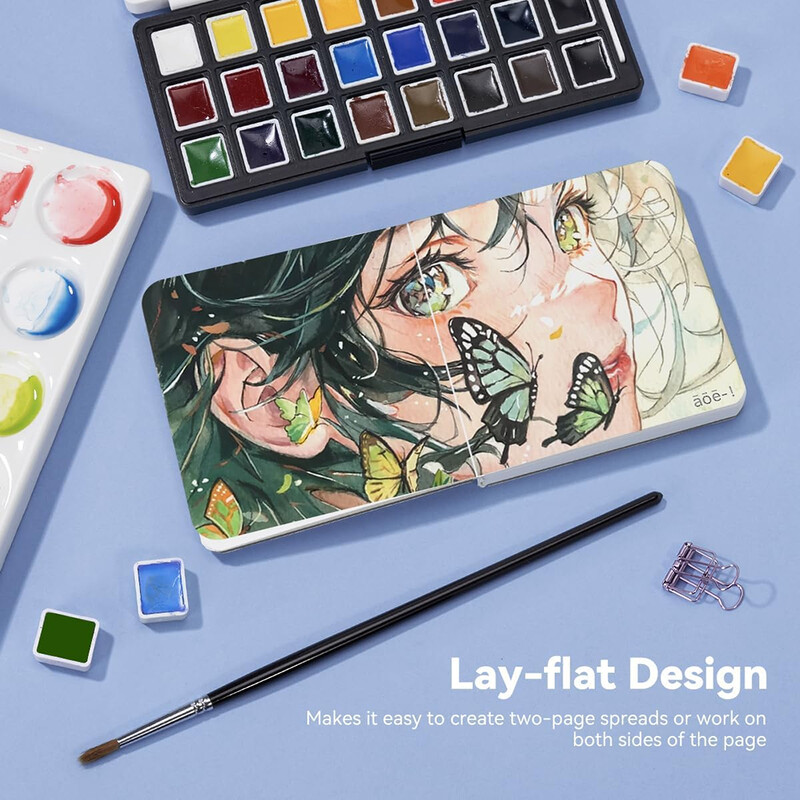 100% puuvillane reisiakvarellpaber, 300 g/m2, 10 x 10 cm, happevabad akvarellivihikud, mis sobivad ideaalselt kunstnikele, õpilastele, lastele