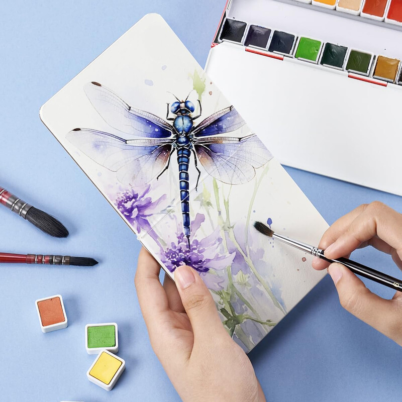 100% puuvillane reisiakvarellpaber, 300 g/m2, 10 x 10 cm, happevabad akvarellivihikud, mis sobivad ideaalselt kunstnikele, õpilastele, lastele