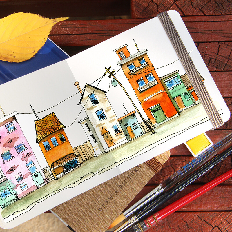 300g Βαμβακερή τσέπη Ακουαρέλα Βιβλίο Υφασμάτινο κάλυμμα 10cm 30 Φύλλα Νερό Χαρτί Go Out Φορητό Βιβλίο Σκίτσου Ζωγραφική Είδη τέχνης