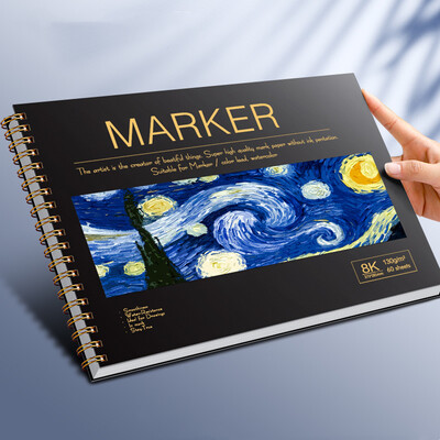 A4/8K Markeri Knjiga za crtanje, 60 listova tvrdih korica Spiralni Bleedproof Marker Paper Pad Umjetnički papir, za odrasle studente koji crtaju