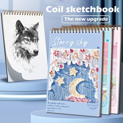 Α4 Sketchbook Watercolor Spiral Notebook 160 GSM Χοντρό χαρτί 50 φύλλων Προμήθειες τέχνης Kawaii Ακουαρέλα ζωγραφικής