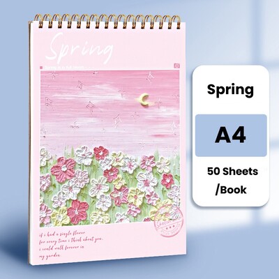A4 visandivihik akvarell-spiraalmärkmik 160 GSM paks paber 50 lehte kunstitarbed Kawaii akvarellmaali joonistusplokk
