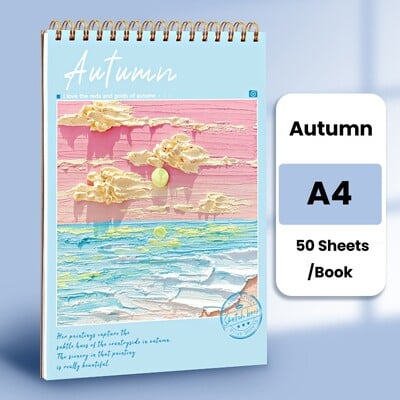 A4 visandivihik akvarell-spiraalmärkmik 160 GSM paks paber 50 lehte kunstitarbed Kawaii akvarellmaali joonistusplokk