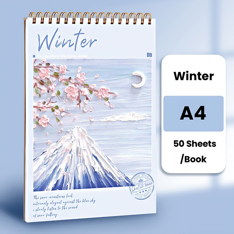 A4 visandivihik akvarell-spiraalmärkmik 160 GSM paks paber 50 lehte kunstitarbed Kawaii akvarellmaali joonistusplokk