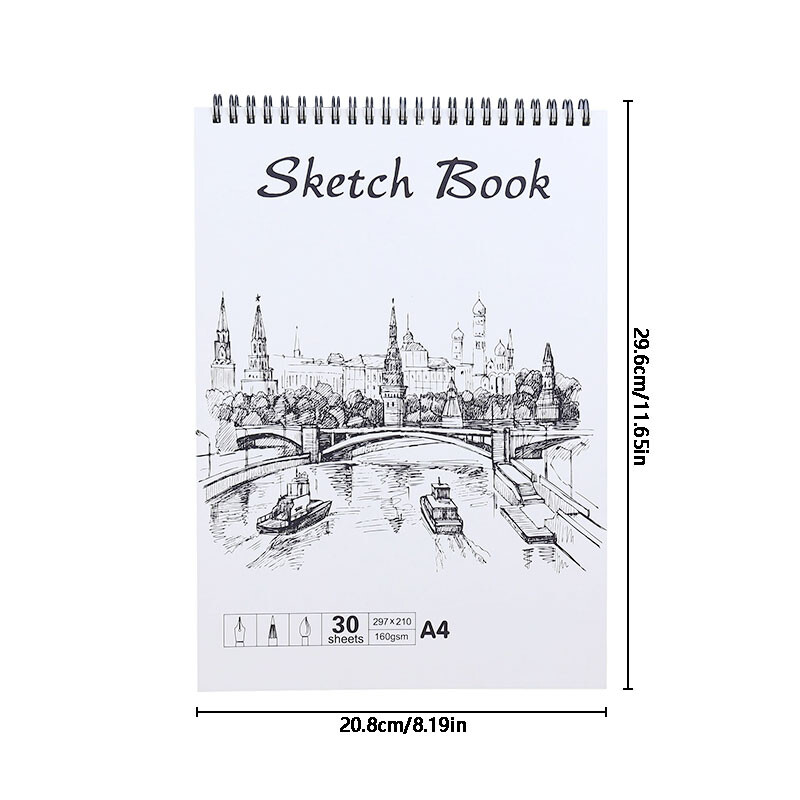 1PC Knjiga skica za umjetničko crtanje Glavni akvarel, knjiga za crtanje, skica za studente, knjiga s ljepilom Prazna podebljana knjiga zavojnice, pribor za učenike za umjetnost