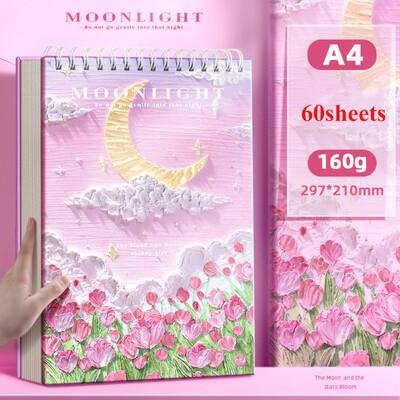 A4 paksendatud visandivihik 60 lehte 160g joonistamiseks vesivärv/marker Paber/õlimaal/värvipliiatsid tühi joonistusvihik