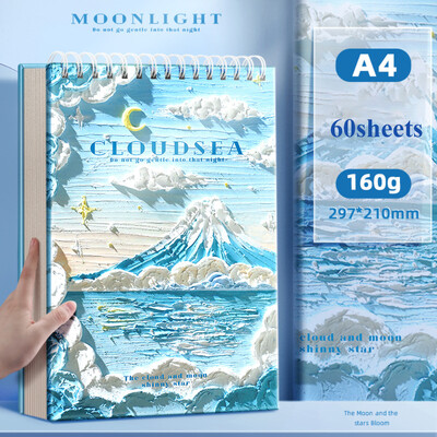 A4 paksendatud visandivihik 60 lehte 160g joonistamiseks vesivärv/marker Paber/õlimaal/värvipliiatsid tühi joonistusvihik