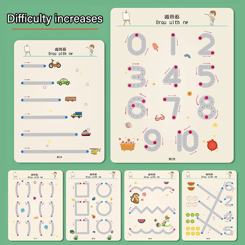 Montessori Matematică Învățare Jucării pentru copii Tableta de desen Pen Control Forma Antrenamentul de mână Set Jocuri de meci Matematică Cărți de jucării educaționale