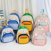 Lasteaia algklassiõpilase koolikott armas multikas armas karupoisi ja tüdruku seljakott