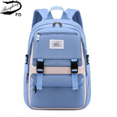 Fengdong гимназиални чанти за момичета студентки много джобове водоустойчива ученическа раница тийнейджърка висококачествена кампус раница