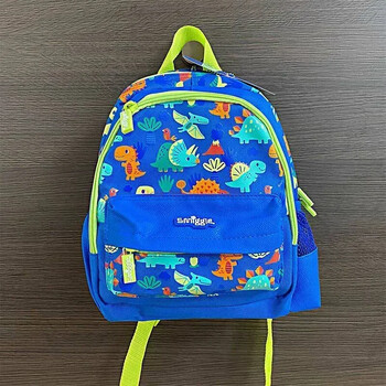 Γνήσιο αυστραλιανό σακίδιο πλάτης Smiggle Blue Dinosaur, Σακίδιο μεσαίου καπέλου, Παιδικό σακίδιο πλάτης, βαλίτσα, κύπελλο χυμών, ψάθινο κύπελλο