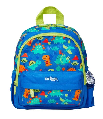 Oriģināla Austrālijas Smiggle Blue dinozauru mugursoma, Vidēja cepures mugursoma, Bērnu mugursoma, Čemodāns, Sulas kauss, Salmu kauss