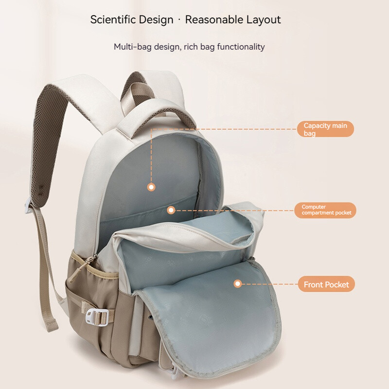 Lielas ietilpības mugursoma, 2024. gada jaunā koledžas stila sieviešu brīvā laika mugursoma Modes ceļojumi junioru vidusskolēniem