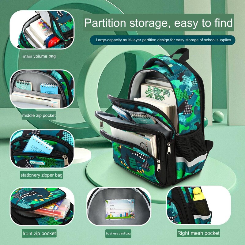 Dinosaurusloomade koomiksite laste seljakotid poistele ja tüdrukutele Põhikooli seljakotiga raamatukott