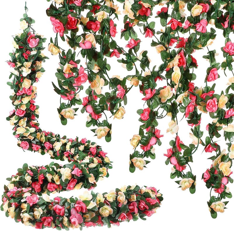 Simulirana loza od cvijeta ruže od ratana 45 glavica prstena od ruže od ratana, plastično umjetno cvijeće, prikladno za vjenčanicu