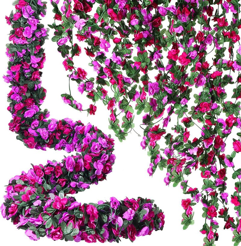 Simulirana loza od cvijeta ruže od ratana 45 glavica prstena od ruže od ratana, plastično umjetno cvijeće, prikladno za vjenčanicu