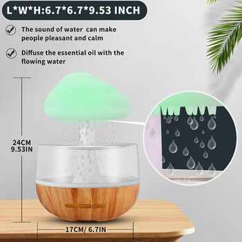 Relax Cloud Rain Diffuser Humidifier Raindrop Aromatherapy Machine Ψεκασμός υπερήχων ύγρανσης Πολύχρωμη λάμπα