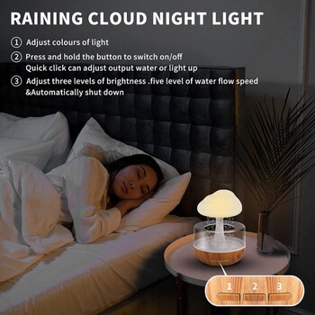 Relax Cloud Rain Diffuser Humidifier Raindrop Aromatherapy Machine Ψεκασμός υπερήχων ύγρανσης Πολύχρωμη λάμπα