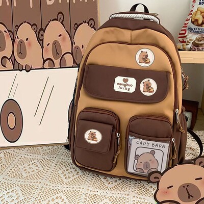 Jauka Capybara skolas soma, liela ietilpība, regulējama siksna, daudzpusīga mugursoma, ūdensnecaurlaidīga datora soma studentam