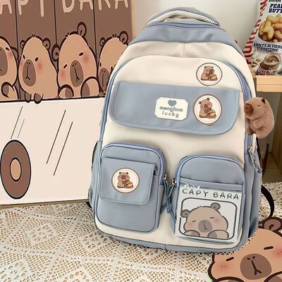 Jauka Capybara skolas soma, liela ietilpība, regulējama siksna, daudzpusīga mugursoma, ūdensnecaurlaidīga datora soma studentam