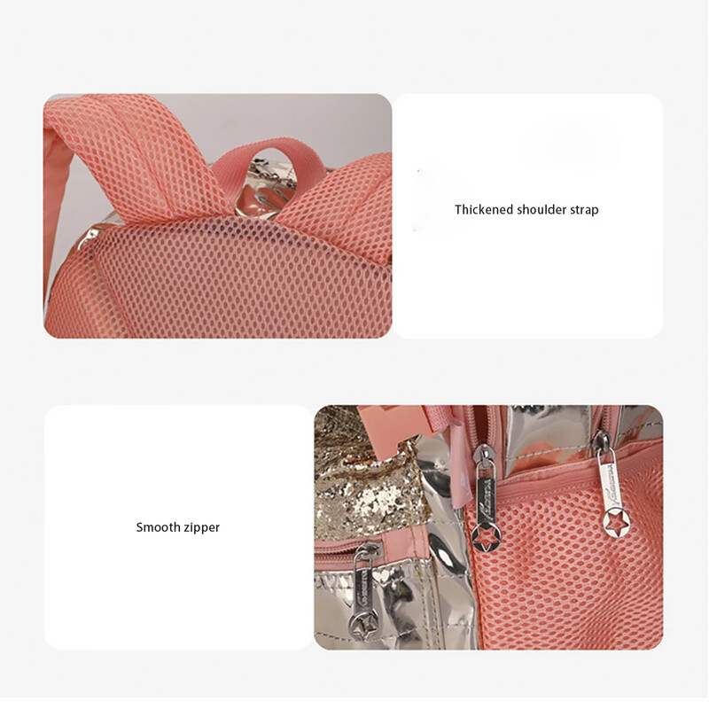 Σχολικές τσάντες Σακίδια πλάτης για σχολικές εφήβους για κορίτσια Αδιάβροχη προστασία σπονδυλικής στήλης Σχολική τσάντα αποσπώμενη με παγιέτα Αποσπώμενη τσάντα γεύματος κορίτσια