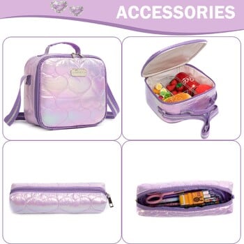 3PCS Teen Girls Love Backpack with Lunch Box for Big Kids Σχολικά σακίδια για Δημοτικό μαθητή ηλικίας 6-12