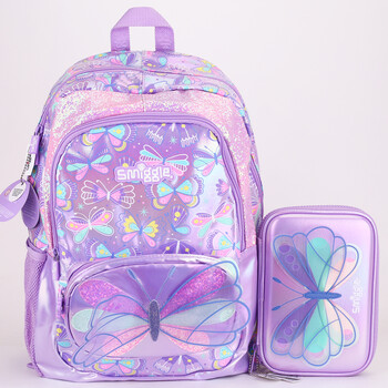 Smiggle Children School Supplies Butterfly Series School Bag Pencil Box Τσάντα μεσημεριανού κύπελλο νερού Anime Σακίδιο πλάτης για μαθητή