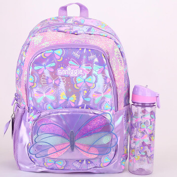 Smiggle Children School Supplies Butterfly Series School Bag Pencil Box Τσάντα μεσημεριανού κύπελλο νερού Anime Σακίδιο πλάτης για μαθητή