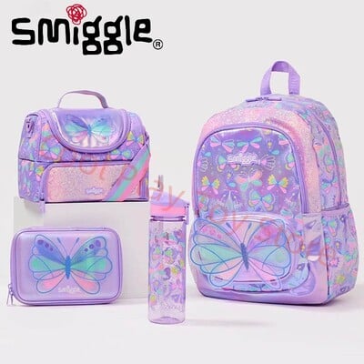 Smiggle Children Školski pribor Butterfly Series Školska torba Pernica Kutija za ručak Čaša za vodu Anime ruksak Poklon za studente