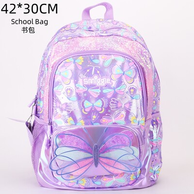 Smiggle Children School Supplies Butterfly Series School Bag Pencil Box Τσάντα μεσημεριανού κύπελλο νερού Anime Σακίδιο πλάτης για μαθητή