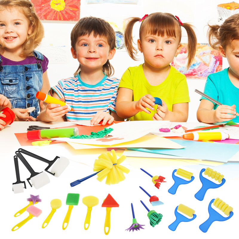 18 gab. Izglītojošas rotaļlietas, bērnu krāsas, bērnudārza otas, sūkļi, bērnu apgleznošana, mazi bērni