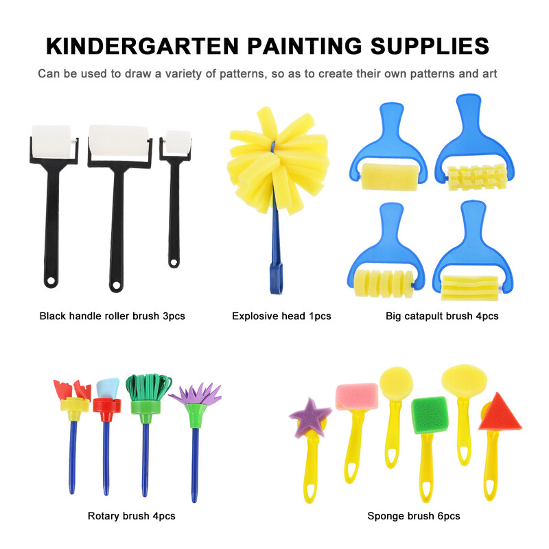 18 gab. Izglītojošas rotaļlietas, bērnu krāsas, bērnudārza otas, sūkļi, bērnu apgleznošana, mazi bērni