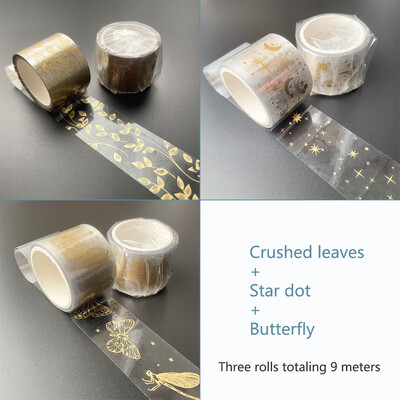 frunze zdrobite bandă washi transparentă bandă adezivă pene diy scrapbooking etichetă autocolant bandă impermeabilă papetărie școlară