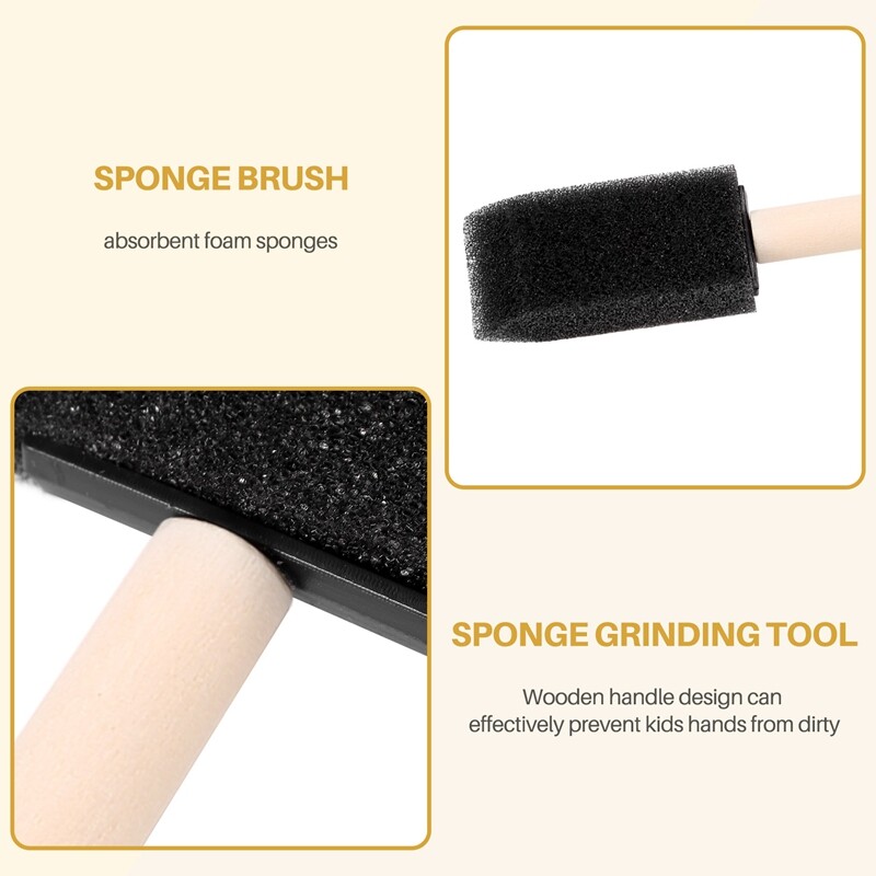 60 komada male pjenaste četke spužvaste pjenaste četke set za slikanje drvena drška 1 inčni kistovi alati set za slikanje za djecu