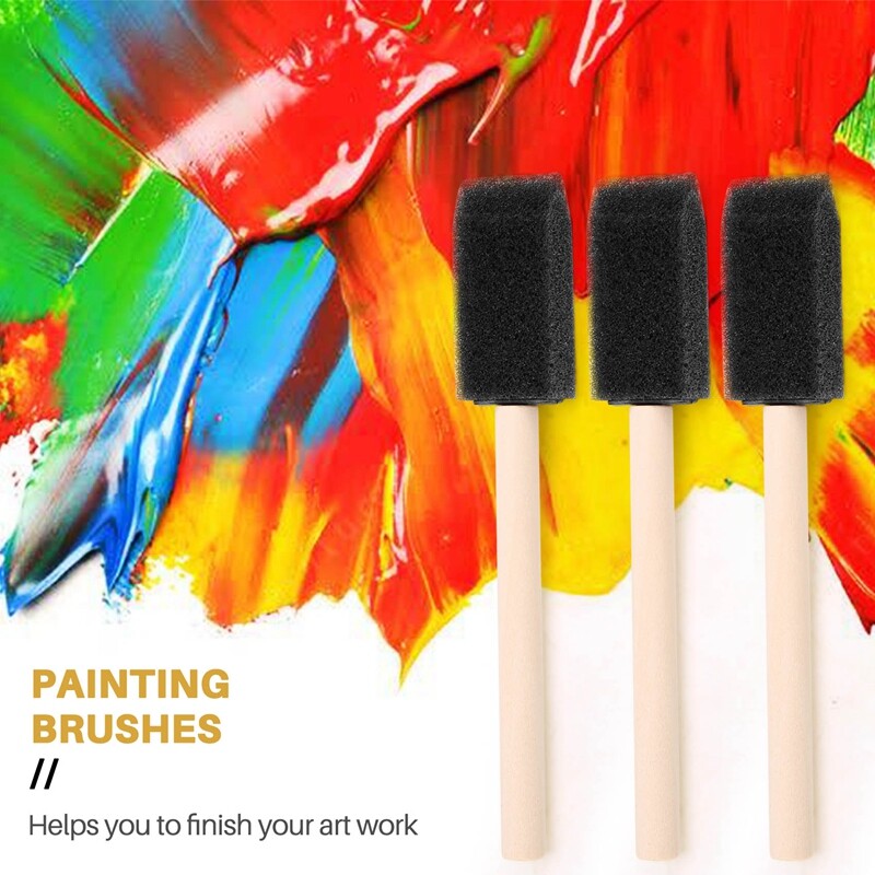 60 komada male pjenaste četke spužvaste pjenaste četke set za slikanje drvena drška 1 inčni kistovi alati set za slikanje za djecu