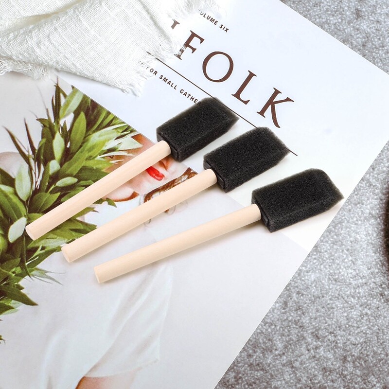 60 komada male pjenaste četke spužvaste pjenaste četke set za slikanje drvena drška 1 inčni kistovi alati set za slikanje za djecu