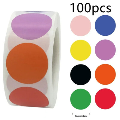 100/500 τμχ Στρογγυλό λέιζερ χρυσό γυαλιστερό διακοσμητικό αυτοκόλλητο Ετικέτες Χρώμα Κωδικός Κουκκίδα Ετικέτες Κίτρινο,Μαύρο συσκευασία Αυτοκόλλητα λεύκωμα σφράγισης
