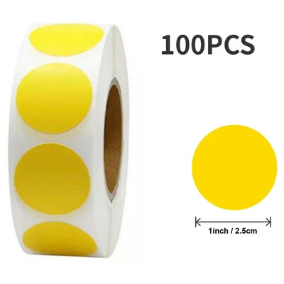 100/500 τμχ Στρογγυλό λέιζερ χρυσό γυαλιστερό διακοσμητικό αυτοκόλλητο Ετικέτες Χρώμα Κωδικός Κουκκίδα Ετικέτες Κίτρινο,Μαύρο συσκευασία Αυτοκόλλητα λεύκωμα σφράγισης