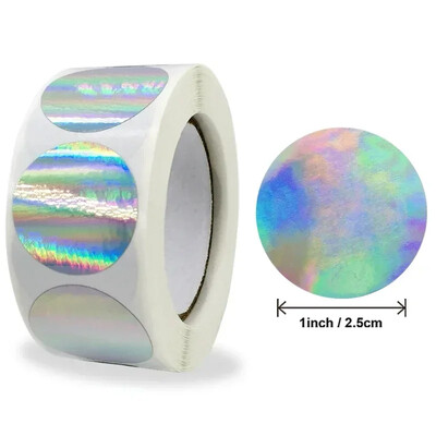 100/500 τμχ Στρογγυλό λέιζερ χρυσό γυαλιστερό διακοσμητικό αυτοκόλλητο Ετικέτες Χρώμα Κωδικός Κουκκίδα Ετικέτες Κίτρινο,Μαύρο συσκευασία Αυτοκόλλητα λεύκωμα σφράγισης