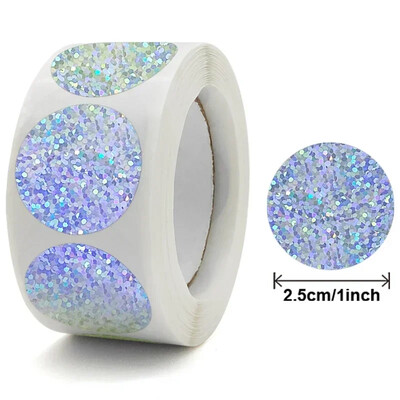 100/500 τμχ Στρογγυλό λέιζερ χρυσό γυαλιστερό διακοσμητικό αυτοκόλλητο Ετικέτες Χρώμα Κωδικός Κουκκίδα Ετικέτες Κίτρινο,Μαύρο συσκευασία Αυτοκόλλητα λεύκωμα σφράγισης