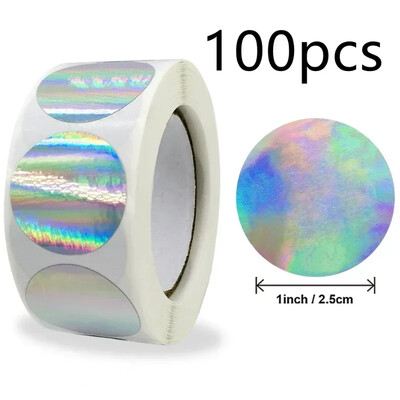 100/500 τμχ Στρογγυλό λέιζερ χρυσό γυαλιστερό διακοσμητικό αυτοκόλλητο Ετικέτες Χρώμα Κωδικός Κουκκίδα Ετικέτες Κίτρινο,Μαύρο συσκευασία Αυτοκόλλητα λεύκωμα σφράγισης