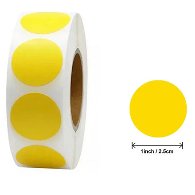 100/500 τμχ Στρογγυλό λέιζερ χρυσό γυαλιστερό διακοσμητικό αυτοκόλλητο Ετικέτες Χρώμα Κωδικός Κουκκίδα Ετικέτες Κίτρινο,Μαύρο συσκευασία Αυτοκόλλητα λεύκωμα σφράγισης
