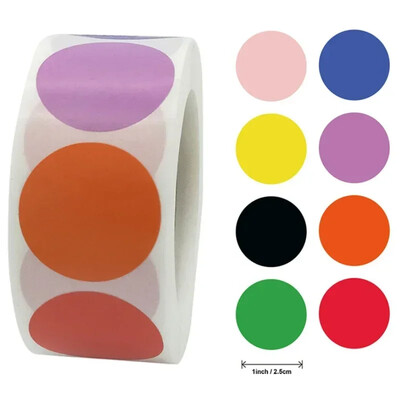 100/500 τμχ Στρογγυλό λέιζερ χρυσό γυαλιστερό διακοσμητικό αυτοκόλλητο Ετικέτες Χρώμα Κωδικός Κουκκίδα Ετικέτες Κίτρινο,Μαύρο συσκευασία Αυτοκόλλητα λεύκωμα σφράγισης