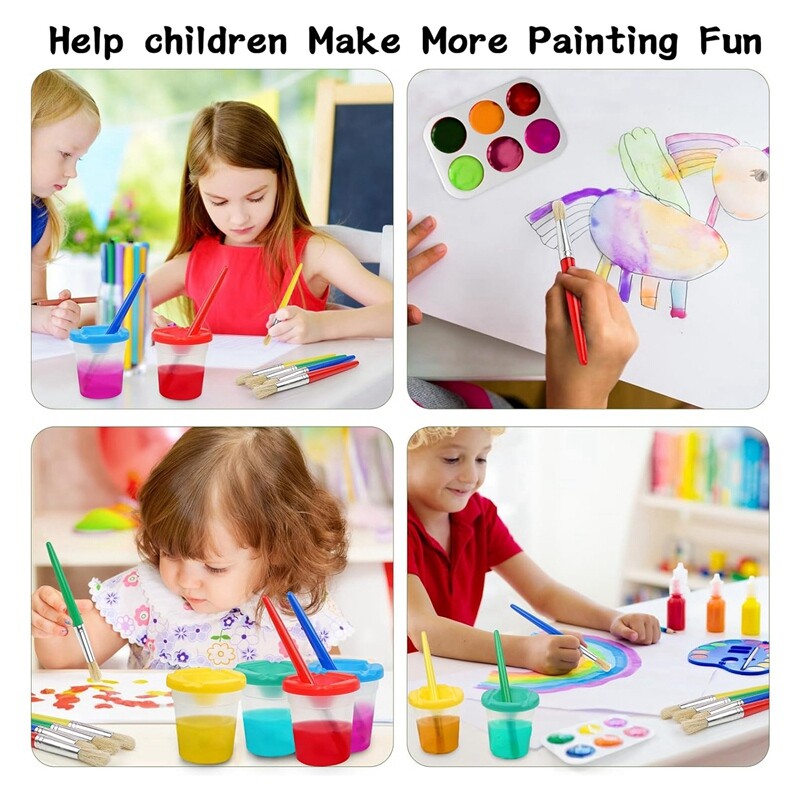 Laste värvipintslid, 17 tk laste pintslite komplekt, värvilised pintslid lastele, väikelapsed, algajad, nägu