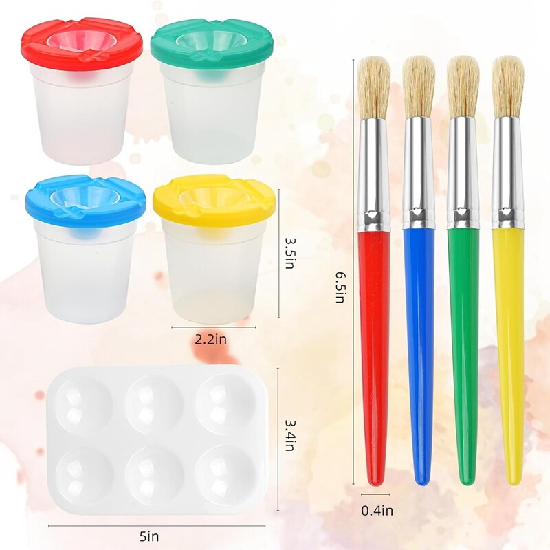 Laste värvipintslid, 17 tk laste pintslite komplekt, värvilised pintslid lastele, väikelapsed, algajad, nägu