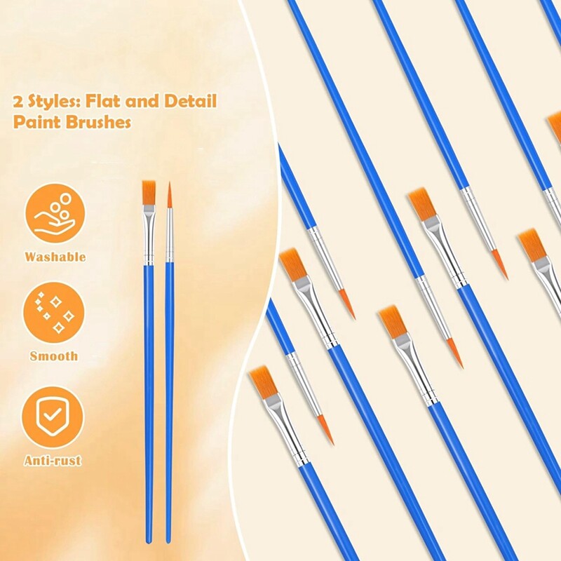 240 tk väike värvipintsel, lamedad peene otsaga kunstniku värvipintslid, käsitööpintslid lastele õli-akvarell-lõuendimaalimiseks