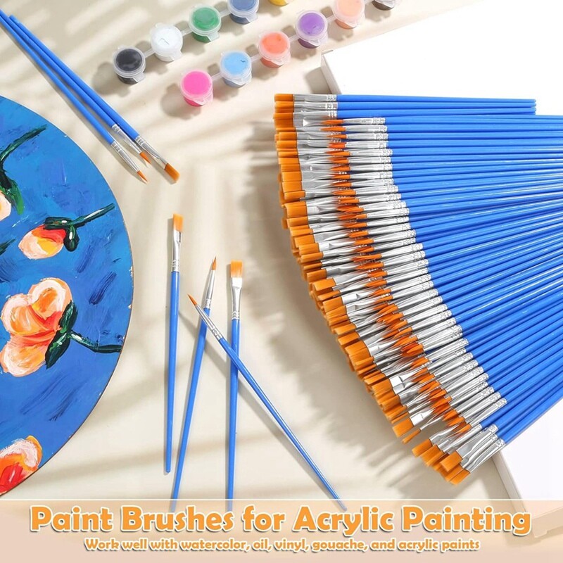 240 tk väike värvipintsel, lamedad peene otsaga kunstniku värvipintslid, käsitööpintslid lastele õli-akvarell-lõuendimaalimiseks