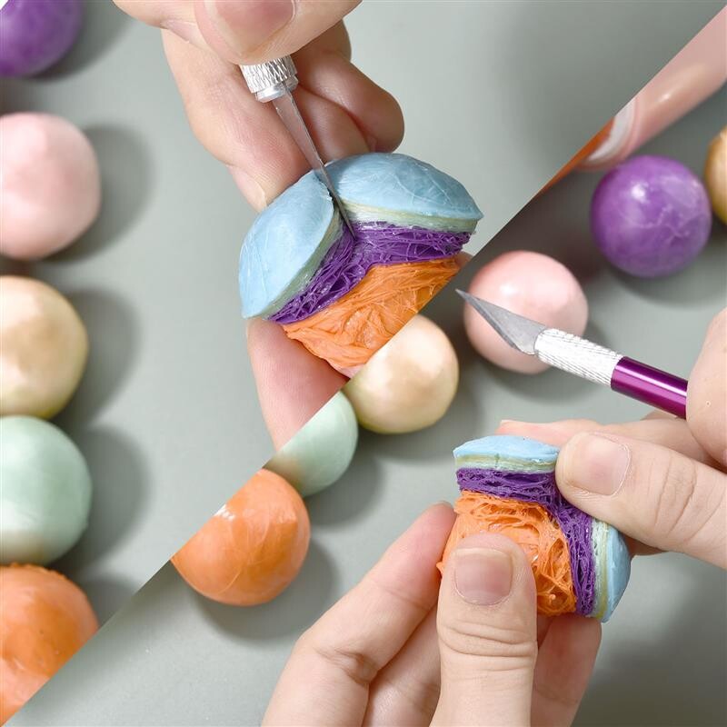 1 ролки залепващи ленти Sticky Ball Tape Направи си сам Цветна декомпресия Sticky Ball Tape Stress Relaxing Rolling Toy Party Craft Gift