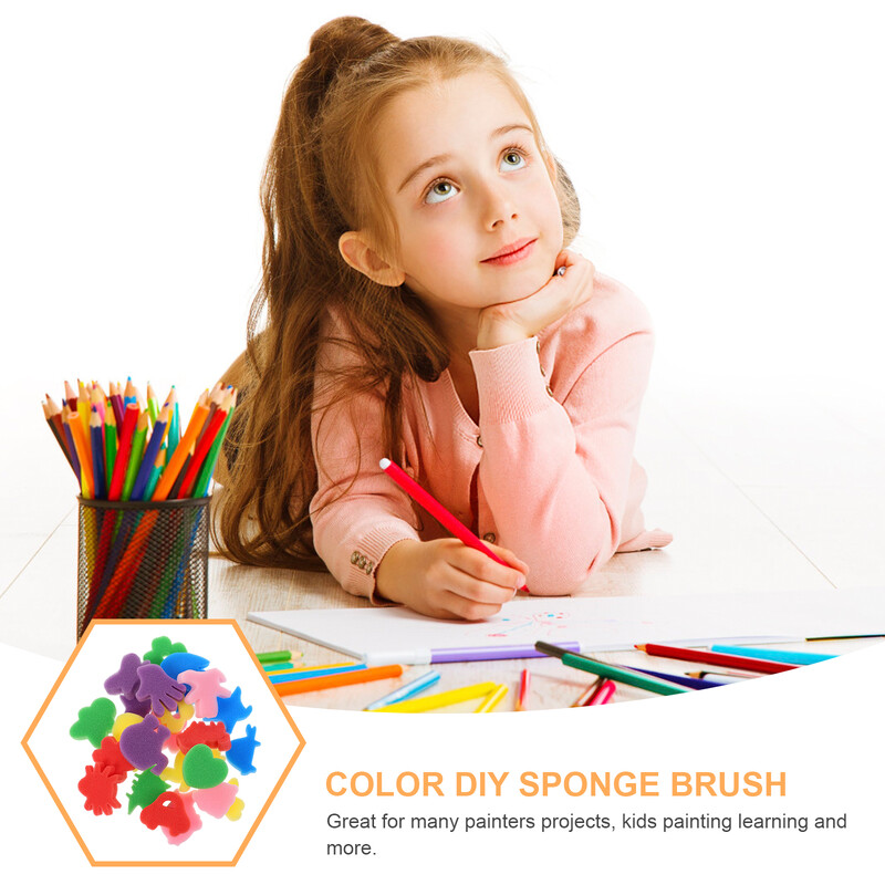 48 бр. Четка за гъба Детски играчки Четки за рисуване с пяна Уплътнения Печат за рисуване с драскулки Мини Направи си сам детски образователни гъби